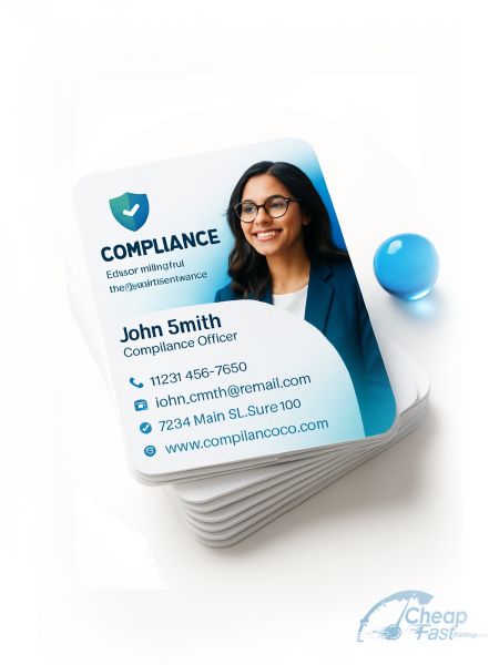 250 Wallet Friendly Rounded Corners 2x2 18pt Ultra Premium Smooth White Compliance Officer Business Cards