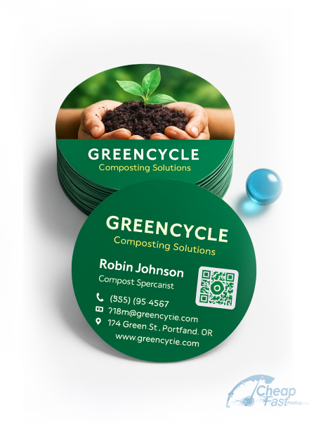 1000 Deal Circle 3" Circle 38pt Trifecta Black Composting Service Provider Business Cards