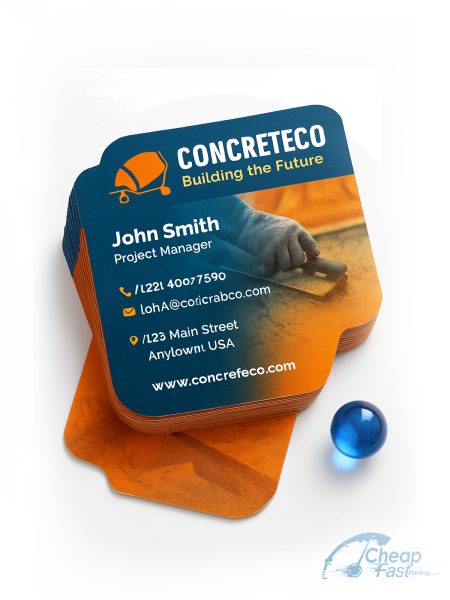250 Low Price Die Cut 2x3.5 18pt Ultra Premium Pearl Concrete Contractor Business Cards