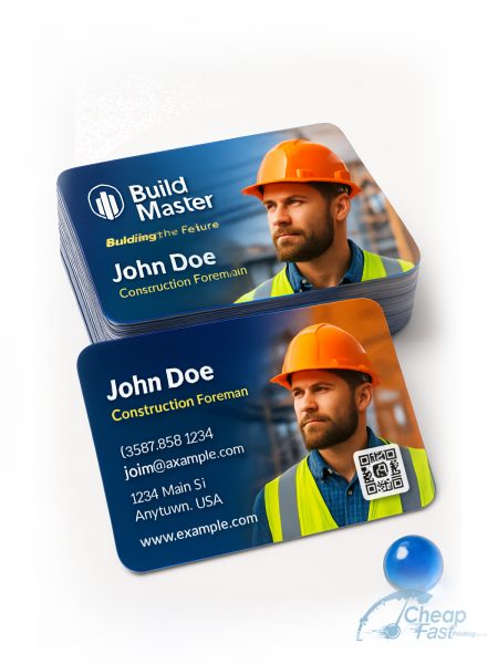 1000 Quick Rounded Corners 2x3.5 16pt Premium Glossy Construction Foreman Business Cards