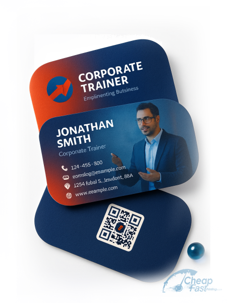 5000 Discount Half Circle 3.5x1.75 13pt Premium Linen Corporate Trainer Business Cards