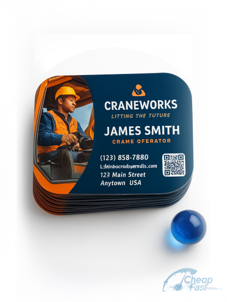 250 Speedy Half Circle 3.5x1.75 18pt Ultra Premium Pearl Crane Operator Business Cards