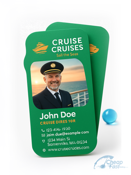 1000 Swift Die Cut 2x3.5 24pt Trifecta Green Cruise Director Business Cards