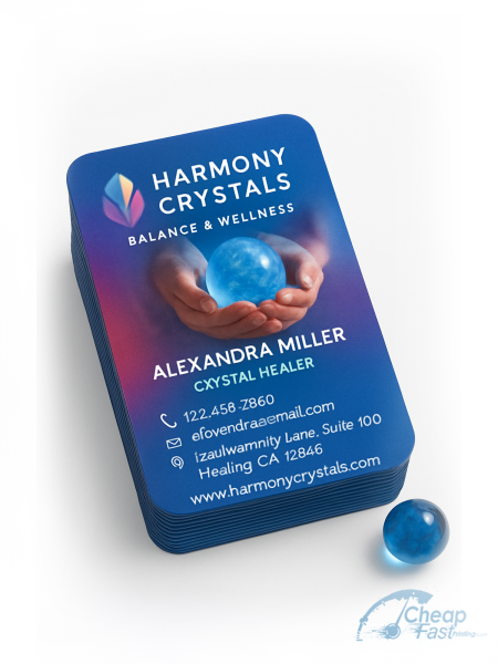 5000 Accelerated Rounded Corners 3x3 38pt Trifecta Blue Crystal Healer Business Cards