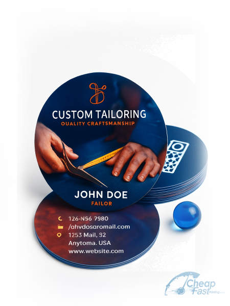 250 Affordable Circle 3" Circle 14pt Gloss Custom Tailor Business Cards