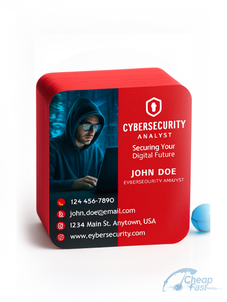 250 Speedy Rounded Corners 2x2 38pt Trifecta Red Cybersecurity Analyst Business Cards