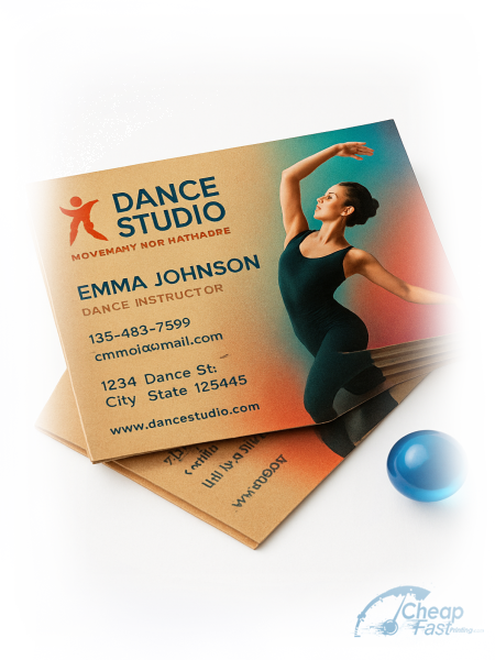 100 Inexpensive Slim Rectangle 1.5x3.5 18pt Premium Kraft Dance Instructor Business Cards