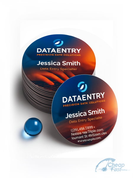 1000 Swift Circle 3" Circle 14pt Uncoated Data Entry Specialist Business Cards