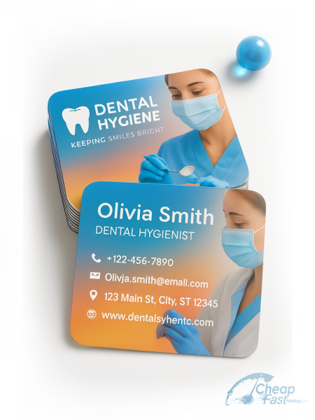 5000 Reduced Price Rounded Corners 3x3 100lb Matte Cover Dental Hygienist Business Cards