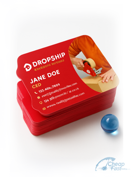 250 Wallet Friendly Die Cut 2x3.5 38pt Trifecta Red Dropshipping Entrepreneur Business Cards