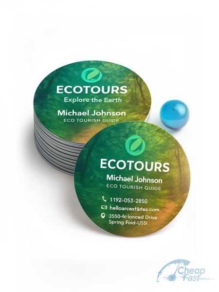 5000 Reduced Price Circle 3" Circle 16pt Premium Glossy Eco Tourism Guide Business Cards