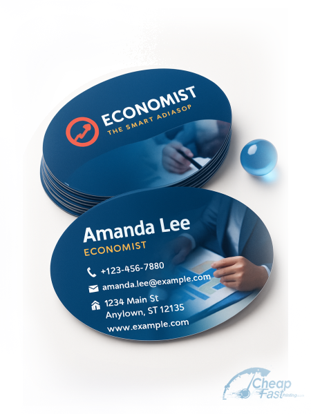 100 Low Rate Oval 2.5x3.5 100lb Matte Cover Economist Business Cards