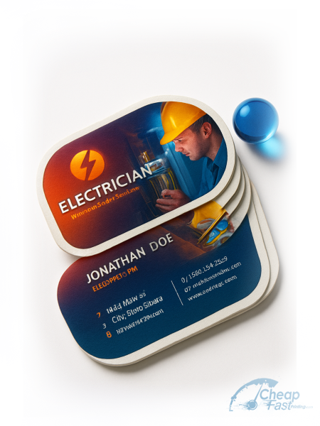 250 Entry Level Half Circle 3.5x1.75 13pt Premium Linen Electrician Business Cards