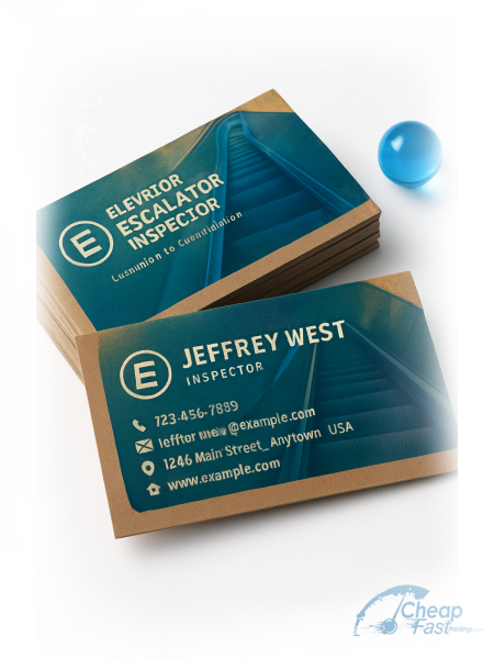 500 Fast Slim Rectangle 1.5x3.5 18pt Premium Kraft Elevator Escalator Inspector Business Cards