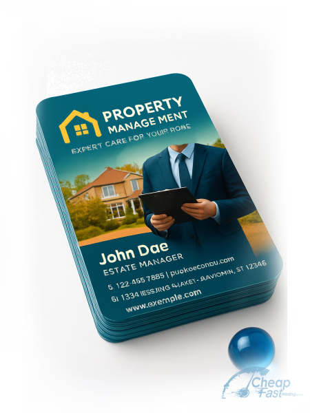 5000 Express Rounded Corners 3x3 24pt Trifecta Green Estate Manager Business Cards