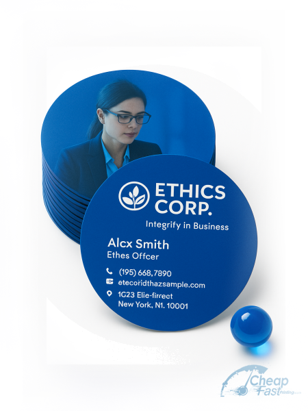 250 Speedy Circle 3" Circle 38pt Trifecta Blue Ethics Officer Business Cards