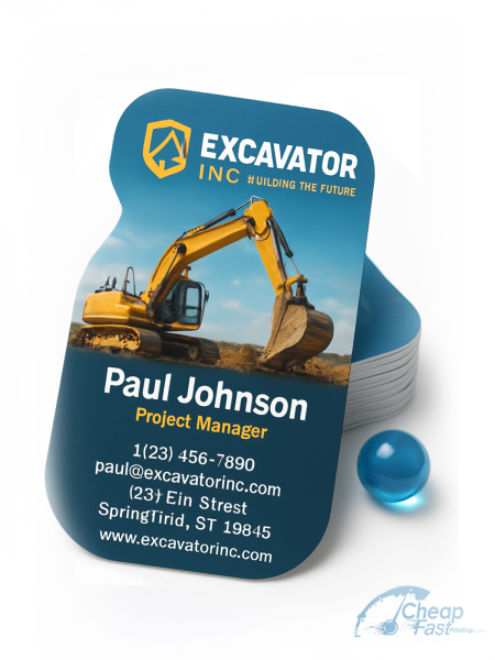 5000 Accelerated Die Cut 2x3.5 16pt Premium Matte Excavator Business Cards