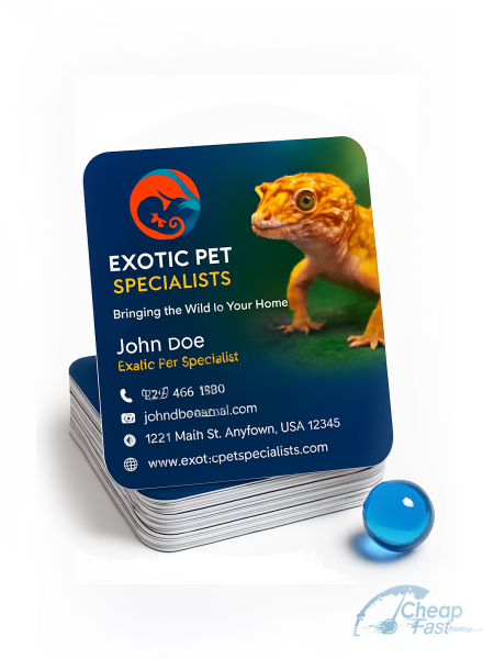 250 Affordable Rounded Corners 2x2 100lb Matte Cover Exotic Pet Specialist Business Cards
