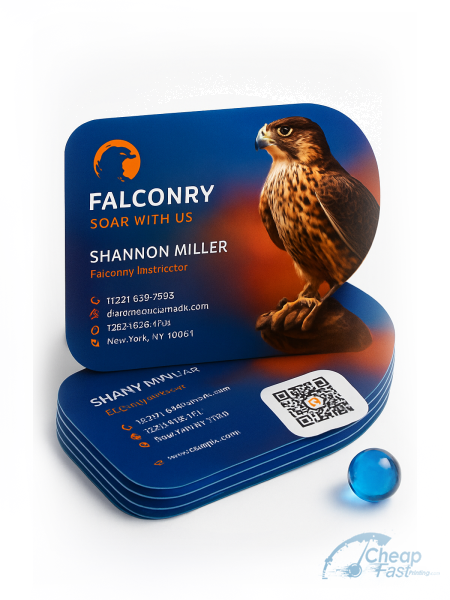 250 Wallet Friendly Half Circle 3.5x1.75 14pt Gloss Falconry Instructor Business Cards
