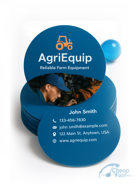 5000 Cost Effective Circle 3" Circle 38pt Trifecta Blue Farm Equipment Mechanic Business Cards