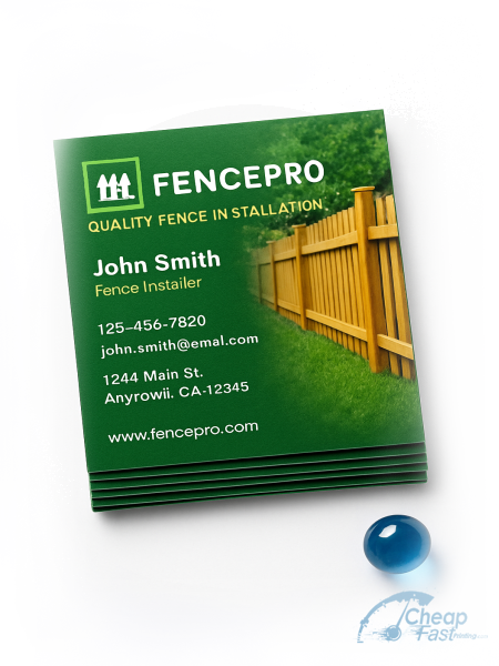100 Inexpensive Slim Rectangle 1.5x3.5 24pt Trifecta Green Fence Installer Business Cards