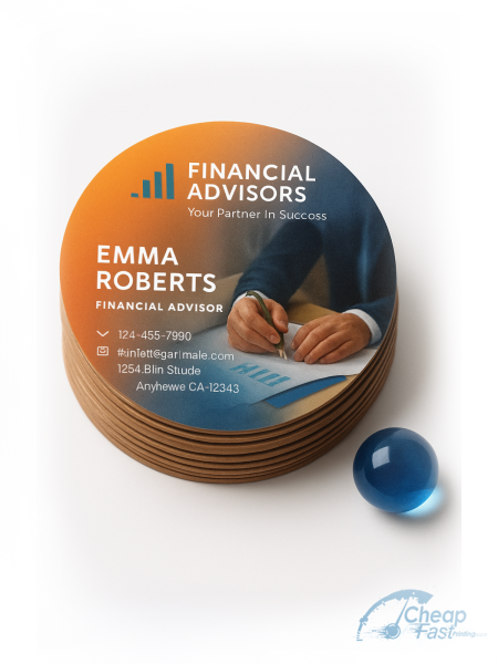 250 Entry Level Circle 3" Circle 18pt Premium Kraft Financial Advisor Business Cards