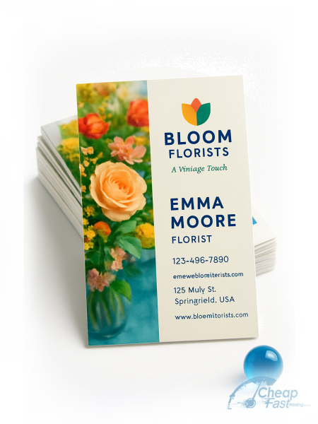 500 Price Savvy Slim Rectangle 1.5x3.5 100lb Matte Cover Florist Business Cards