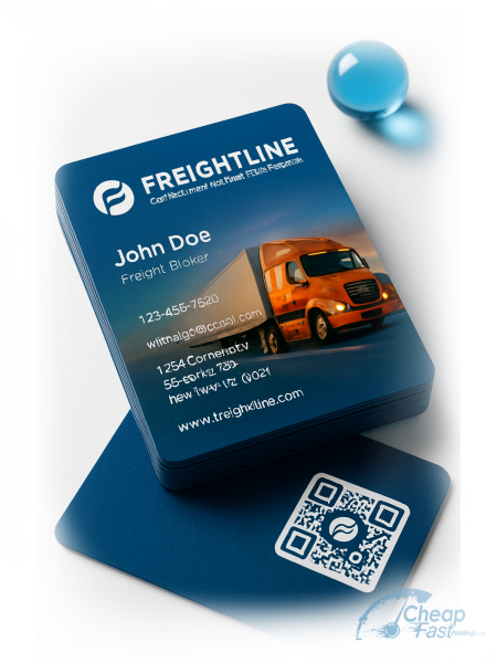 100 Urgent Standard Rectangle 2x3.5 38pt Trifecta Blue Freight Broker Business Cards