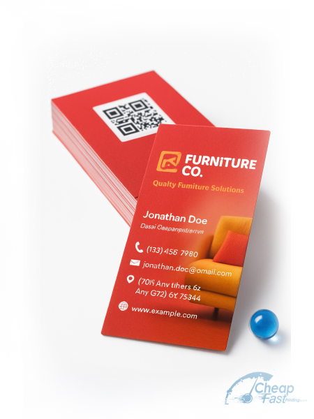 500 Low Priced Slim Rectangle 1.5x3.5 38pt Trifecta Red Furniture Sales Rep Business Cards