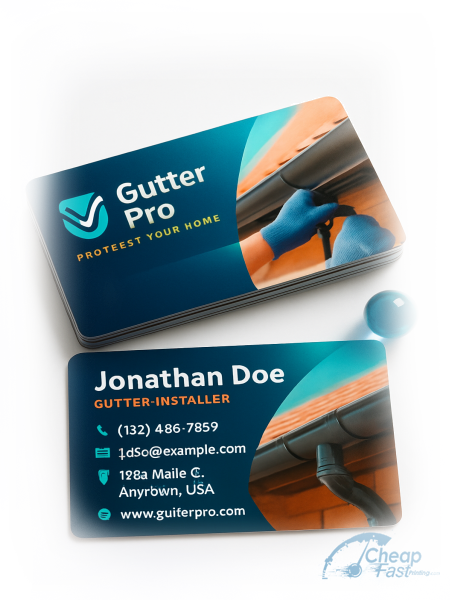 100 Cheap Slim Rectangle 1.5x3.5 18pt Ultra Premium Pearl Gutter Installer Business Cards