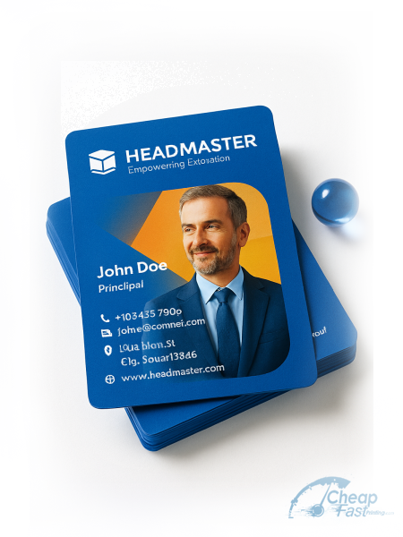 2500 Budget Square 2x2 38pt Trifecta Blue Headmaster Principal Business Cards