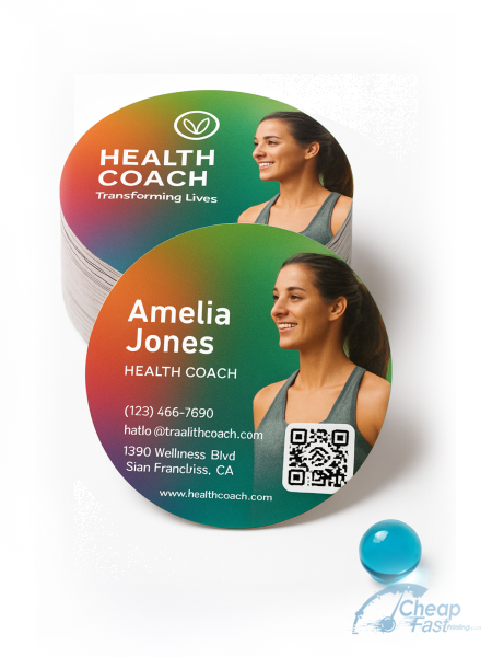 1000 Swift Circle 3" Circle 14pt Uncoated Health Coach Business Cards