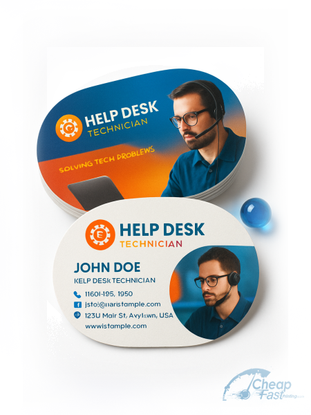 500 Price Savvy Oval 2.5x3.5 13pt Premium Linen Help Desk Technician Business Cards