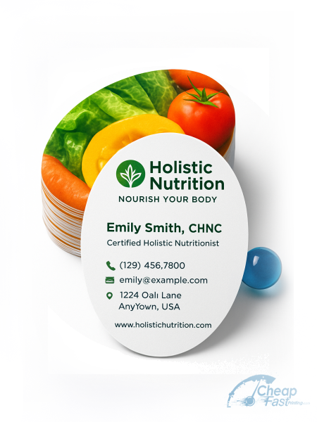 2500 Prompt Oval 2.5x3.5 16pt Premium Matte Holistic Nutritionist Business Cards