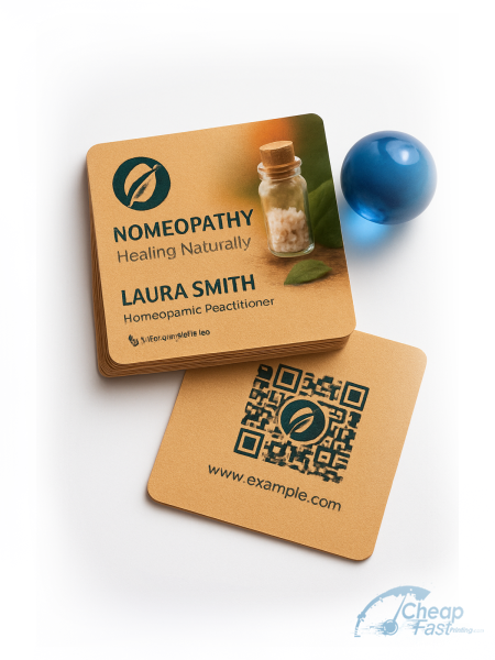 100 Value Square 2x2 18pt Premium Kraft Homeopath Business Cards