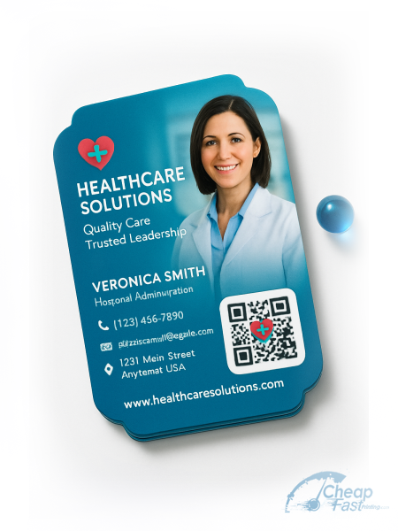 250 Affordable Die Cut 2x3.5 13pt Premium Linen Hospital Administrator Business Cards