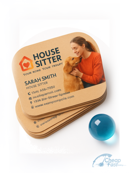 1000 Deal Half Circle 3.5x1.75 18pt Premium Kraft House Sitter Business Cards