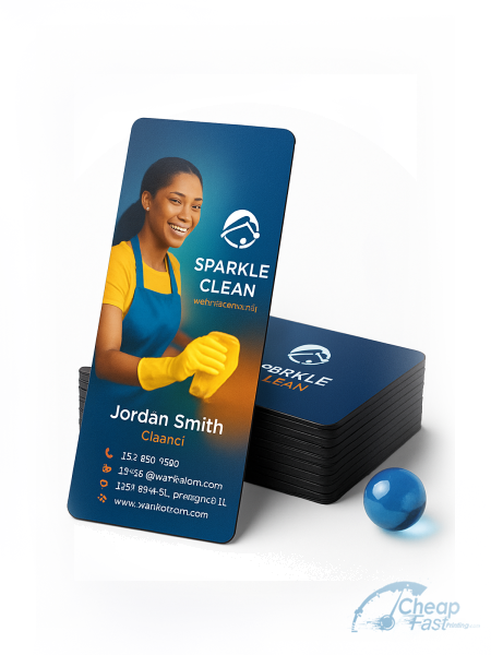 2500 Cut Rate Slim Rectangle 1.5x3.5 38pt Trifecta Black Housekeeper Business Cards