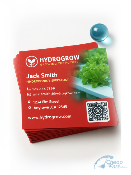 100 Low Rate Standard Rectangle 2x3.5 38pt Trifecta Red Hydroponics Specialist Business Cards