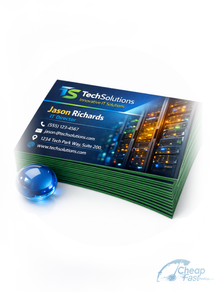 100 Low Rate Standard Rectangle 2x3.5 24pt Trifecta Green It Director Business Cards