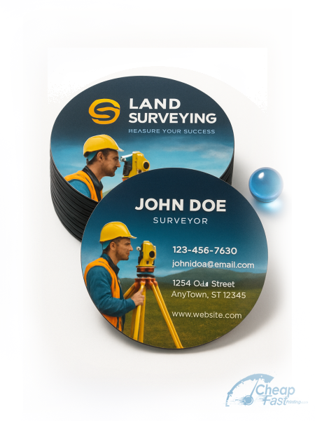 5000 Accelerated Circle 3" Circle 38pt Trifecta Black Land Surveyor Business Cards