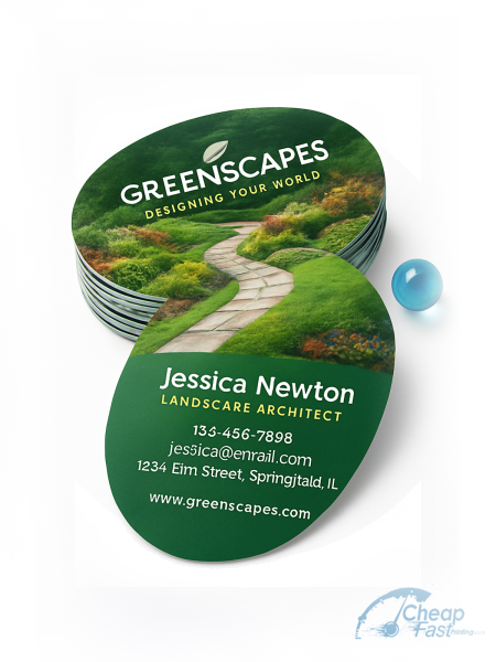 2500 Rapid Oval 2.5x3.5 14pt Gloss Landscape Architect Business Cards