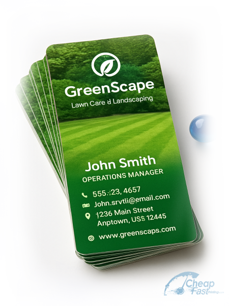 100 Cheap Slim Rectangle 1.5x3.5 100lb Matte Cover Landscaper Lawn Care Business Cards