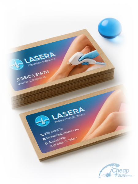 100 Inexpensive Slim Rectangle 1.5x3.5 18pt Premium Kraft Laser Hair Removal Tech Business Cards