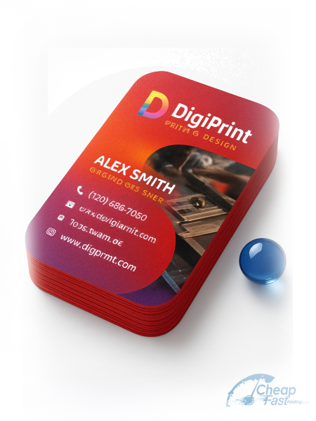 250 Affordable Half Circle 3.5x1.75 38pt Trifecta Red Letterpress Printer Business Cards