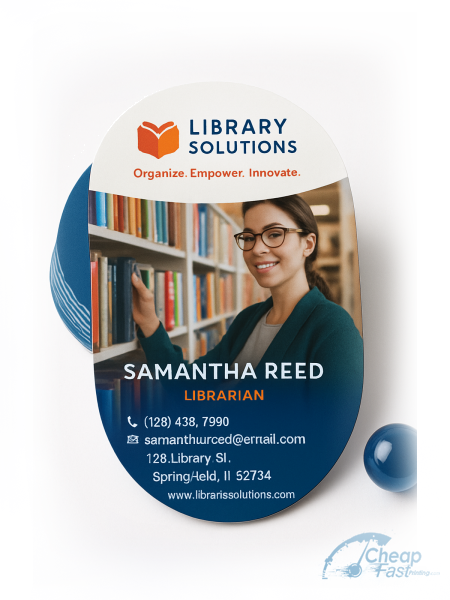 500 Fast Oval 2.5x3.5 18pt Ultra Premium Pearl Librarian Business Cards