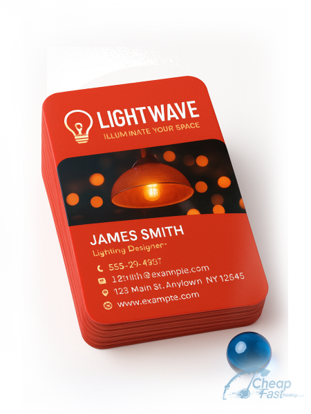 250 Speedy Rounded Corners 2x2 38pt Trifecta Red Lighting Designer Business Cards