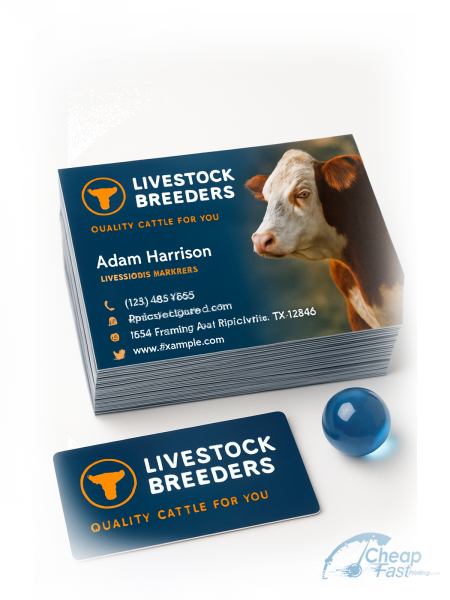 500 Economical Slim Rectangle 1.5x3.5 14pt Gloss Livestock Breeder Business Cards