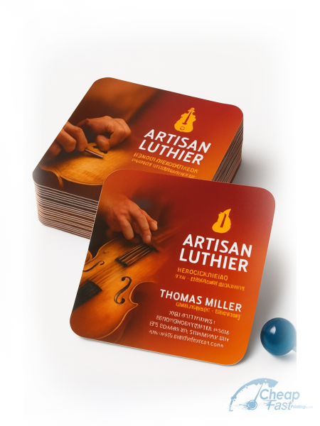 5000 Discount Rounded Corners 3x3 16pt Premium Glossy Luthier Stringed Instrument Maker Business Cards