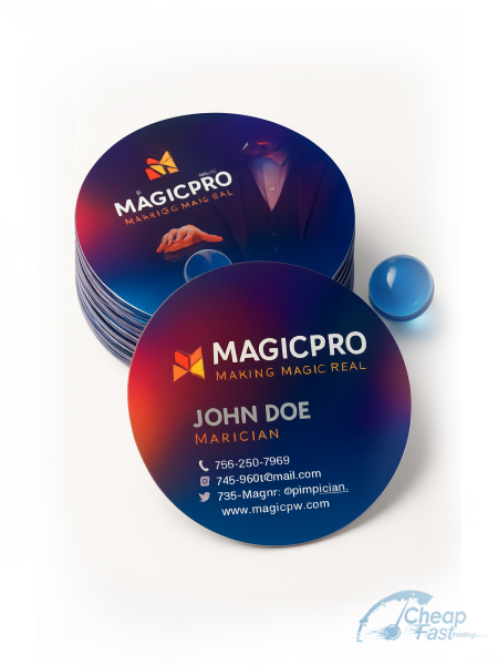 250 Low Price Circle 3" Circle 13pt Premium Linen Magician Business Cards
